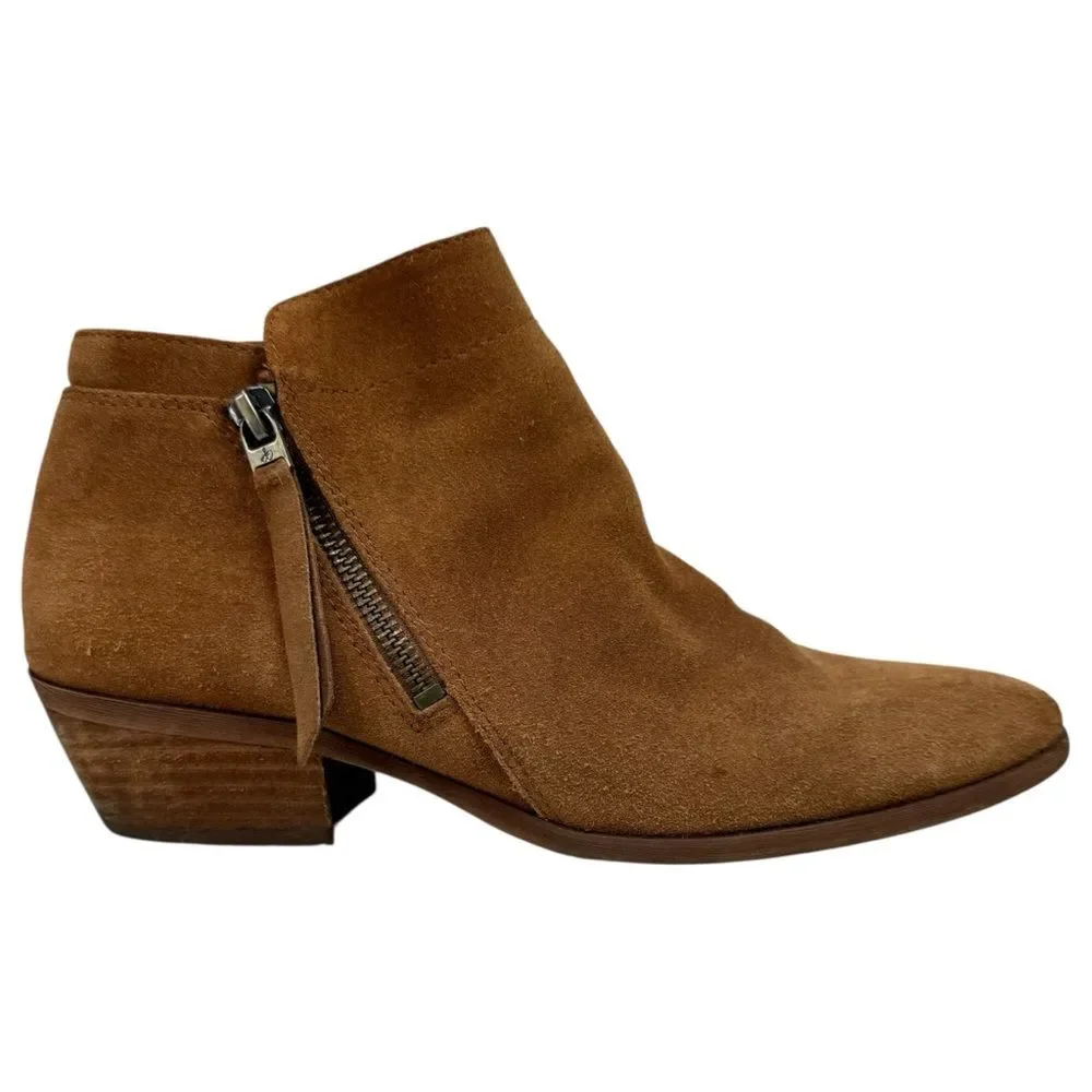 Sam Edelman Packer Suede Western Ankle Boots Tan Size 9 Boho Festival